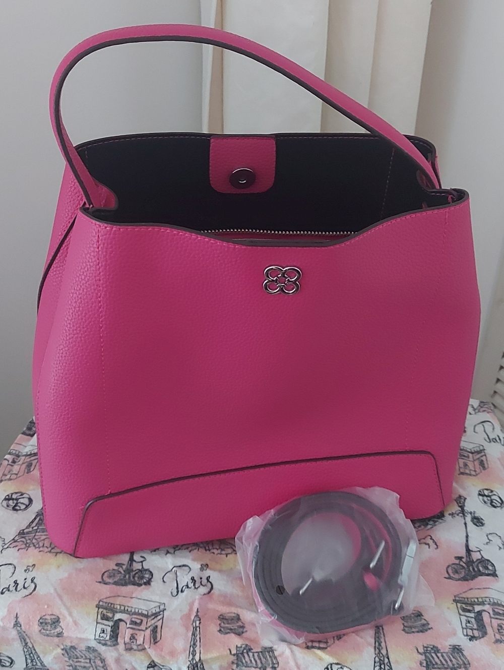 Womens Pink Top-Handle Purse - Picture 2 of 8